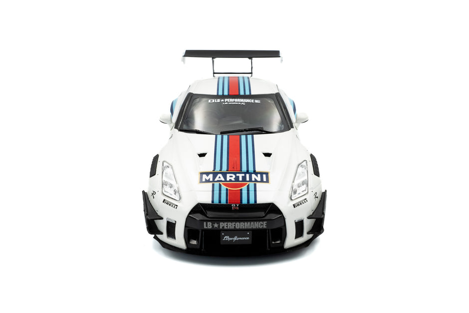 2024 Nissan GT-R (R35) Liberty Walk 2.0 M Body Kit Blanco Decoración Martini 1:18 Solido S1805819