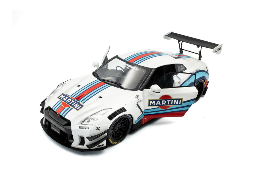 2024 Nissan GT-R (R35) Liberty Walk 2.0 M Body Kit Blanco Decoración Martini 1:18 Solido S1805819