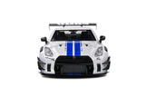 2024 Nissan GT-R (R35) Liberty Walk 2.0 Body Kit Blanco/Azul 1:18 Solido S1805816