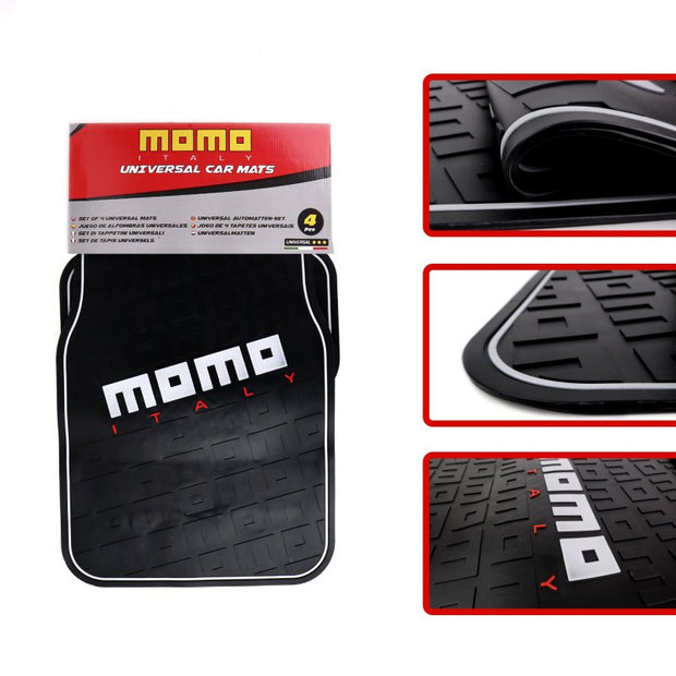 Set Completo 4 Piezas Alfombras Momo Universales Goma Negro/Gris