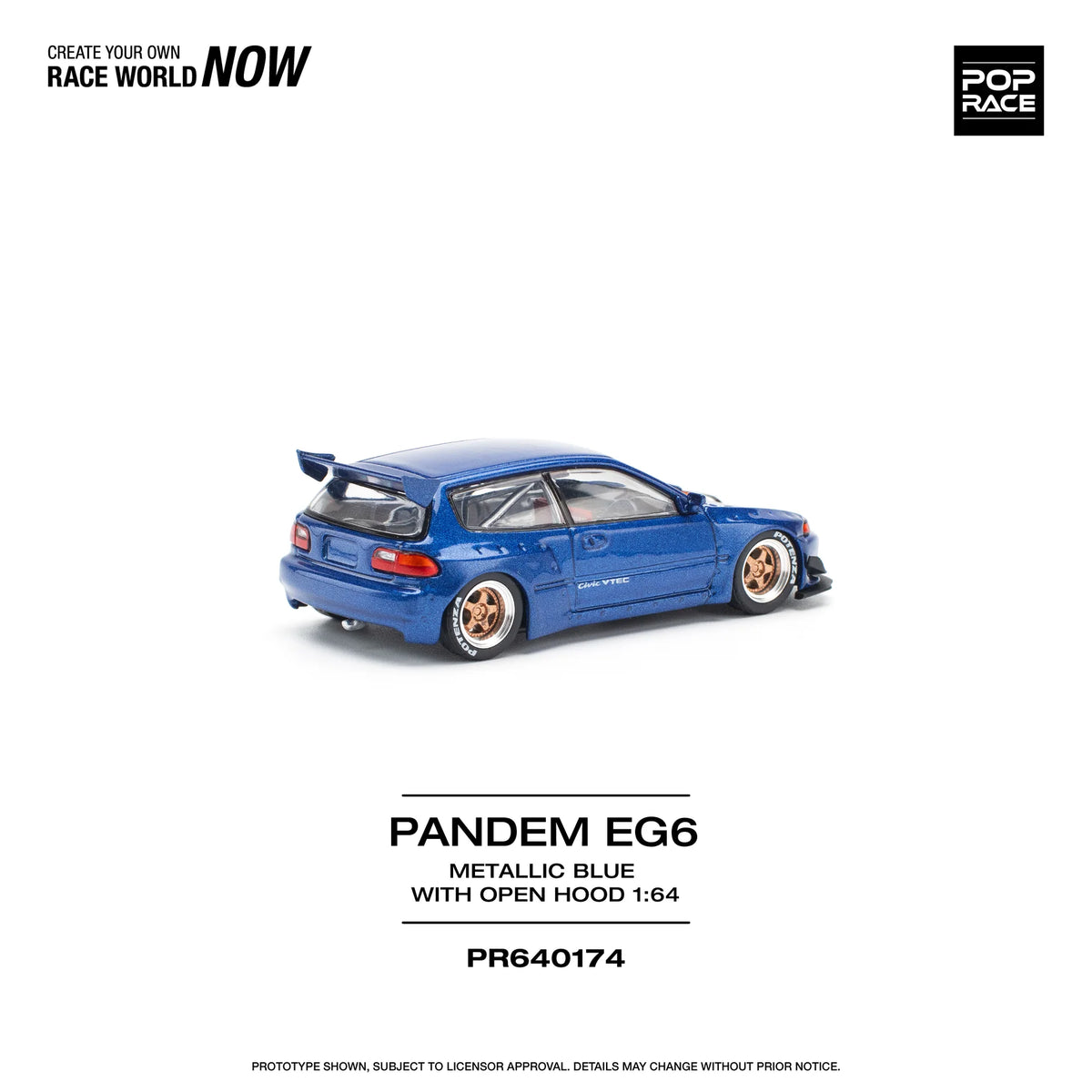 2010 Honda Civic Pandem EG6 Azul Metalizado 164 Pop Race PR640174