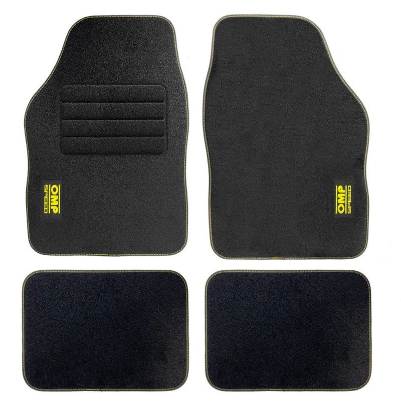 Set Completo 4 Piezas Alfombrillas Omp Para Coche, Color Negro
