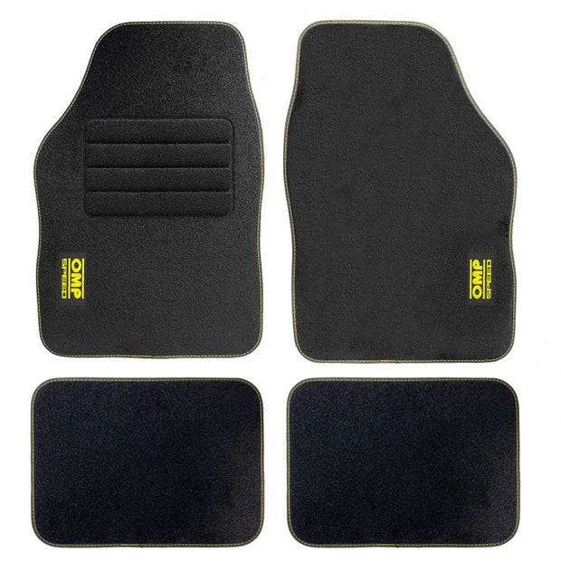 Set Completo 4 Piezas Alfombrillas Omp Para Coche, Color Negro