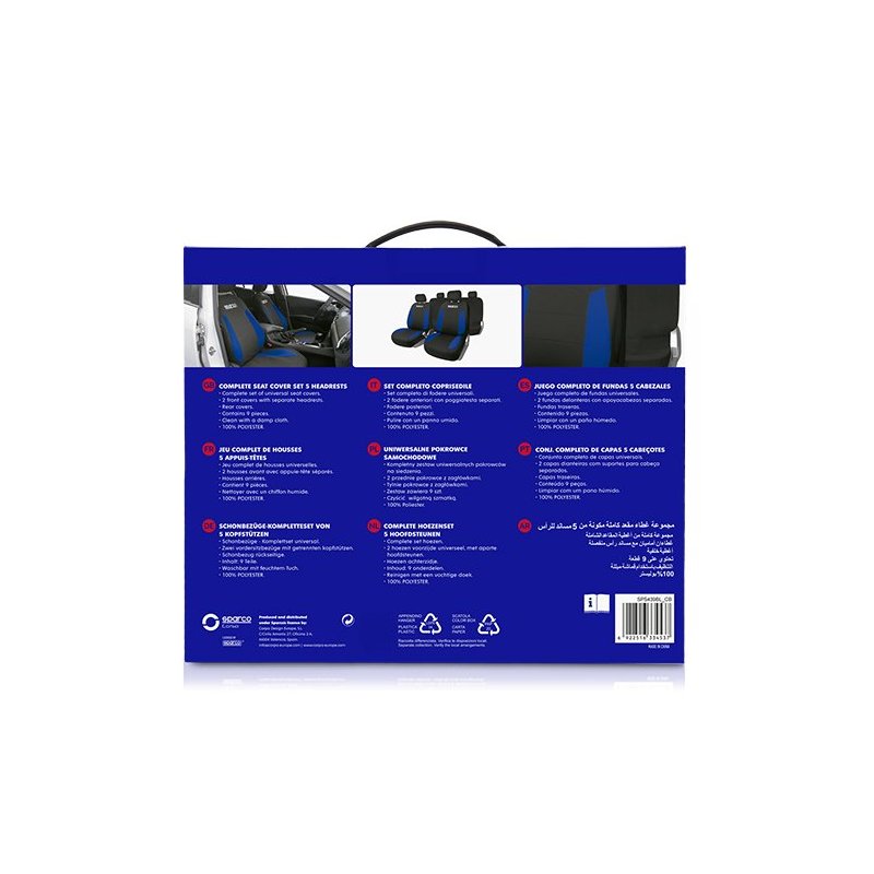 Juego De Fundas Sparco Strada Negro/Azul CS6