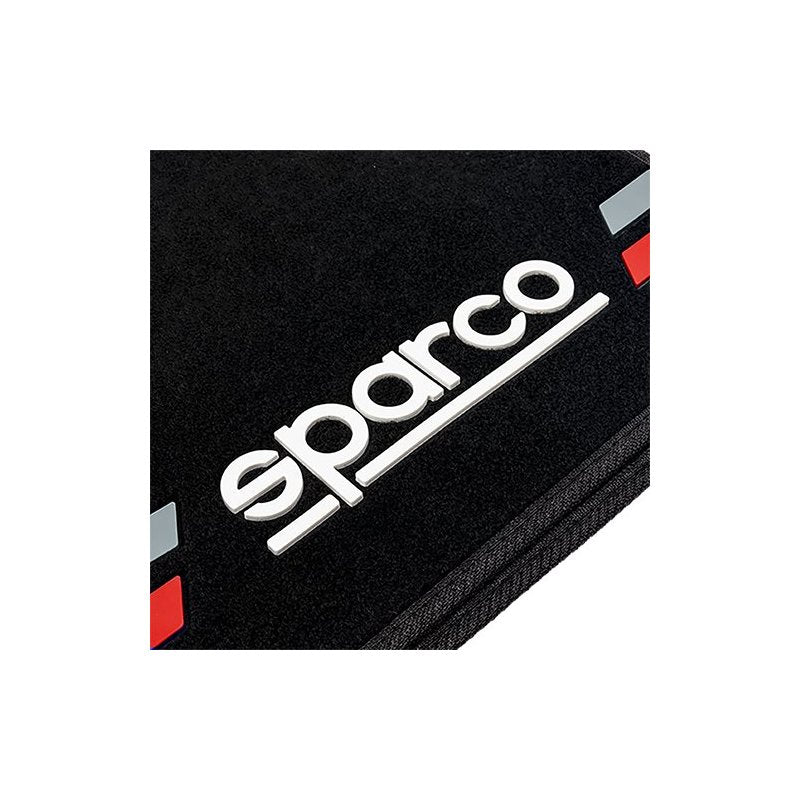 Set Completo 4 Piezas Alfombras Sparco De Moqueta, Modelo Corsa Negro/Rojo