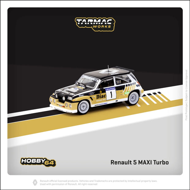 1986 Renault 5 Maxi Turbo No.1 C.Francois/P.Michel Winners Var Rally 1:64 Tarmac T64-TL061-86RDV01