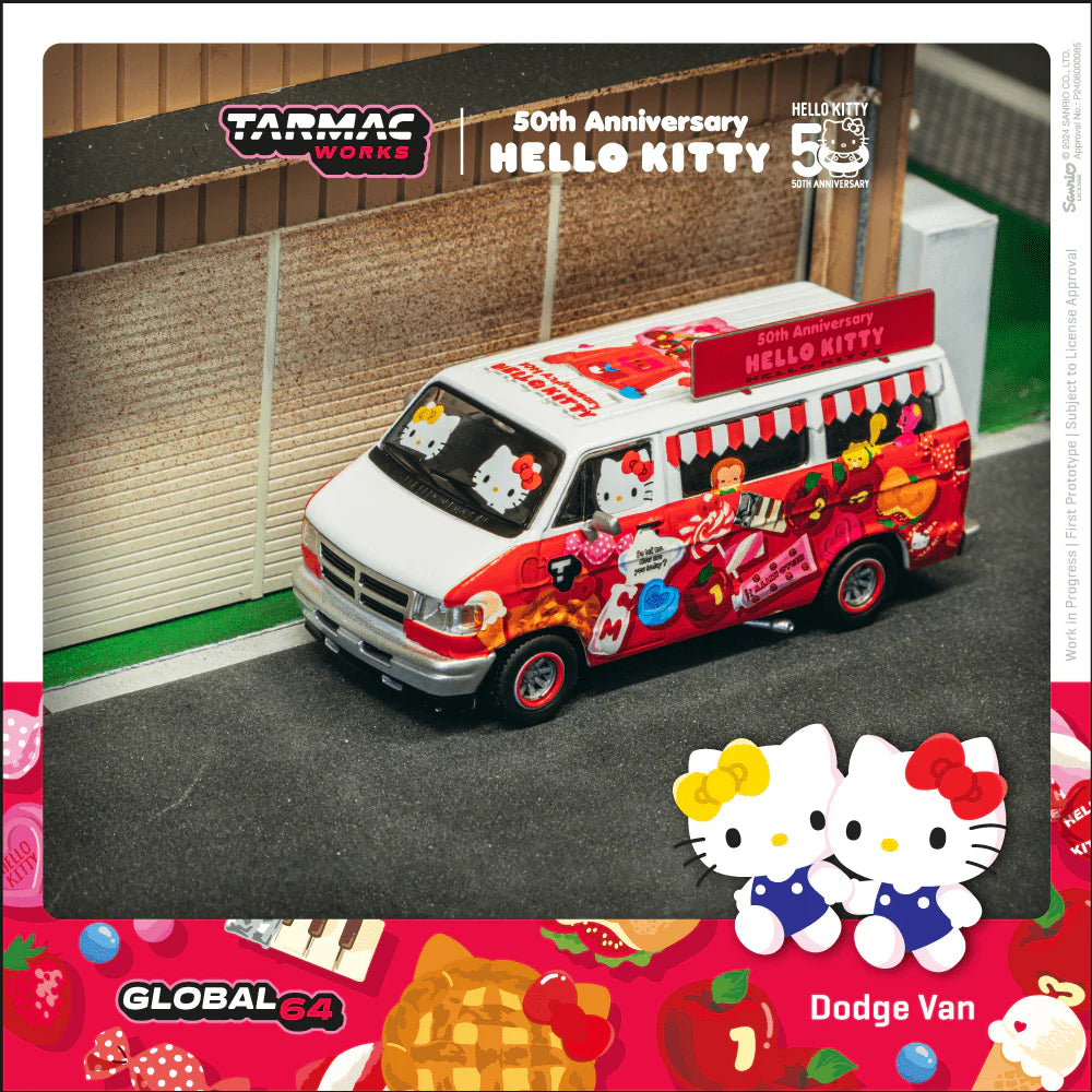 1998 Dodge Van Hello Kitty Food Truck 164 Tarmac T64G-TL032-HK