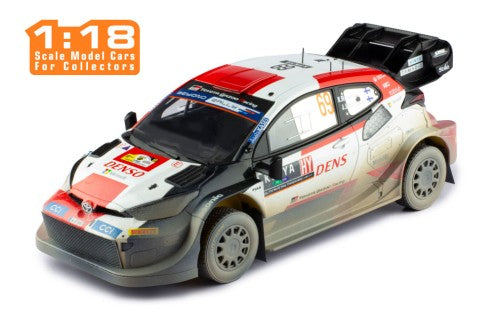 2023 Toyota Yaris GR Rally1 Hybrid Nº69 Rovanpera/Halttunen Sucio Rally Safari 1:18 IXO Models 18RMC173B