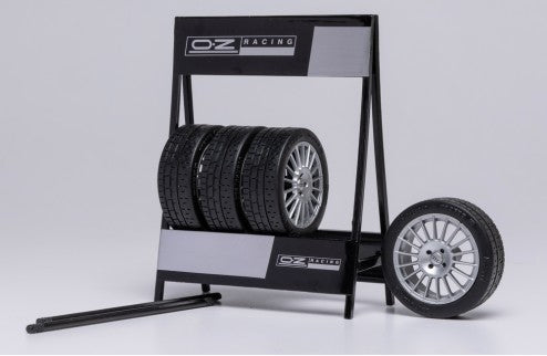 Expositor de Ruedas Zubehor OZ con Dos Ejes y Cuatro Ruedas Negro 1:18 IXO Models SET030W