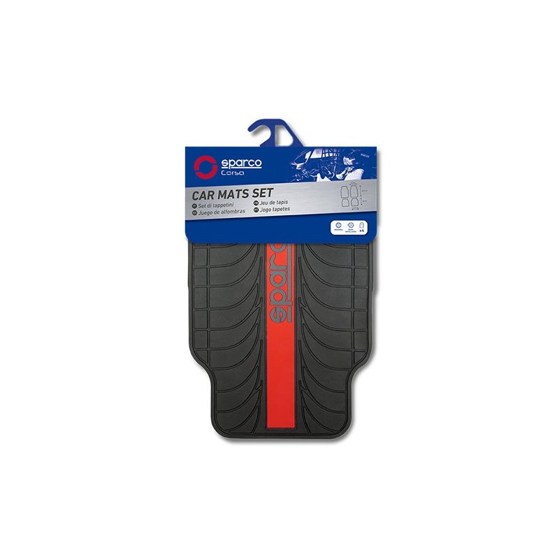Set Completo De Alfombras Sparco Negro/Rojo En Goma