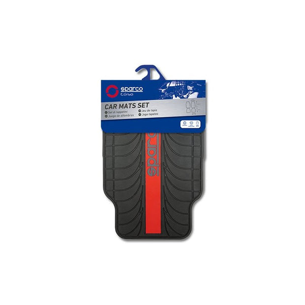 Set Completo De Alfombras Sparco Negro/Rojo En Goma