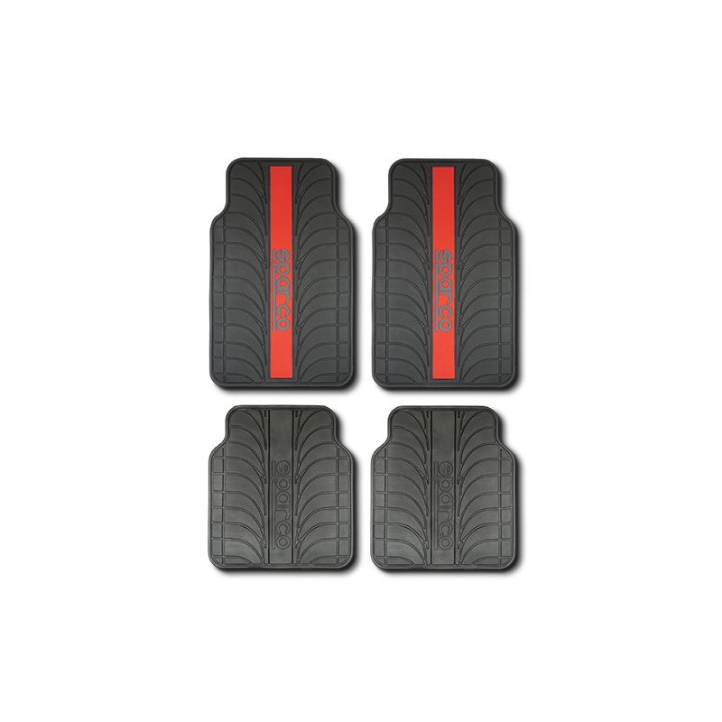 Set Completo De Alfombras Sparco Negro/Rojo En Goma
