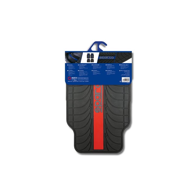 Set Completo De Alfombras Sparco Negro/Rojo En Goma