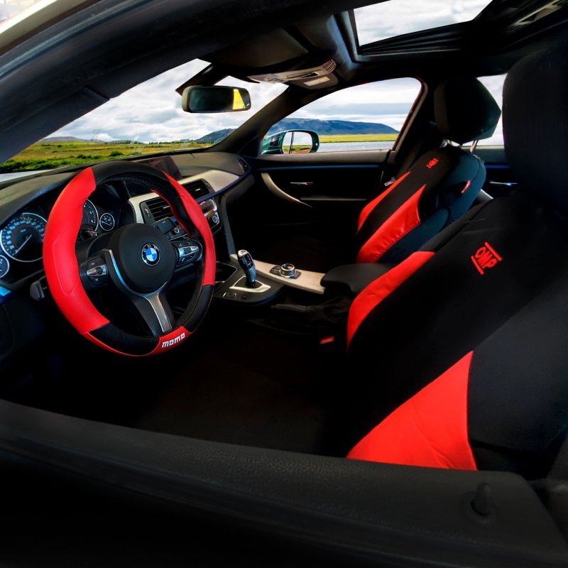 Juego De Fundas Para Asiento De Coche Universal Omp 11 Piezas Negro/Rojo