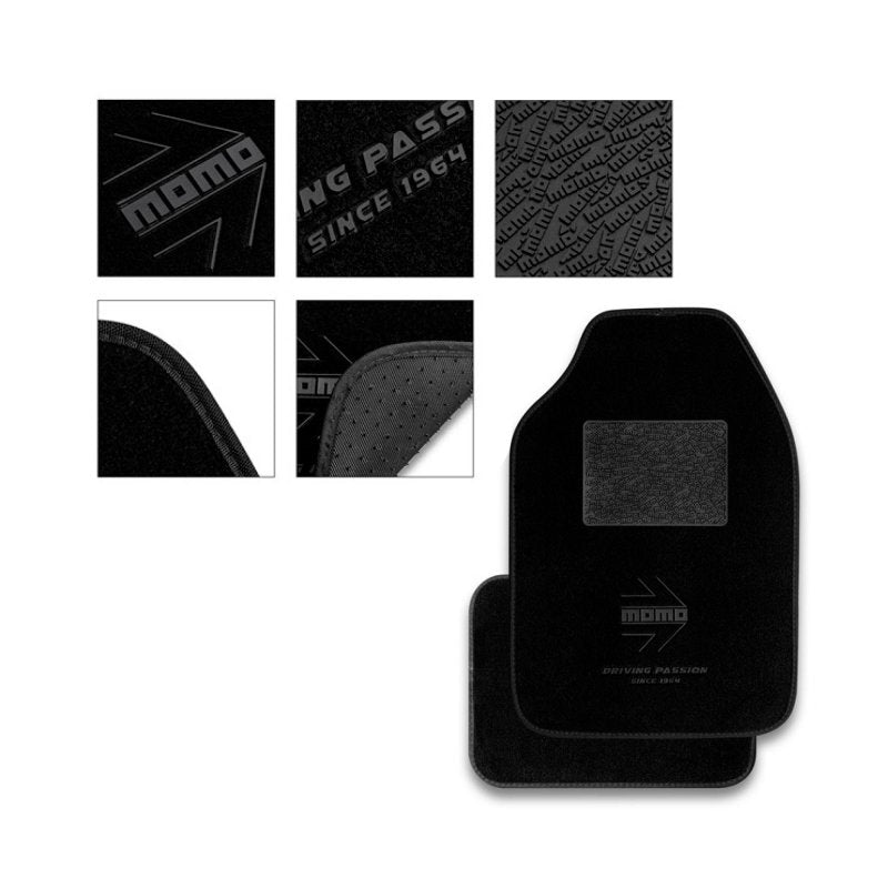 Set Completo 4 Piezas Alfombras Momo Universales Negro/Blanco