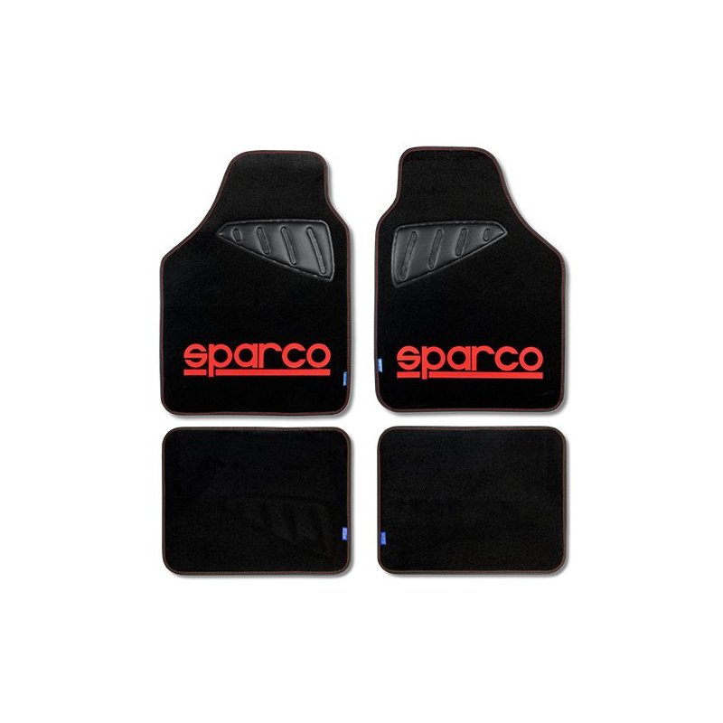Set Completo 4 Piezas Alfombras Sparco Cs6 Negro/Rojo