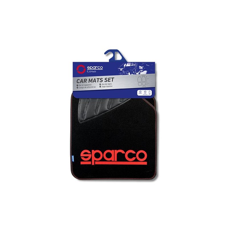 Set Completo 4 Piezas Alfombras Sparco Cs6 Negro/Rojo