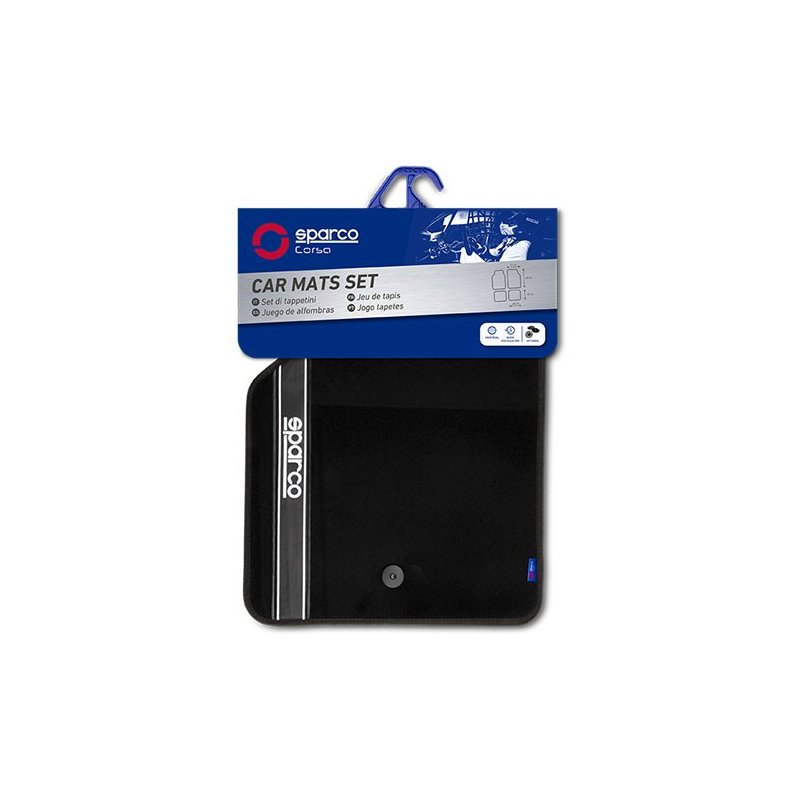 Set Completo 4 Piezas Alfombras Sparco Strada Negro/Gris