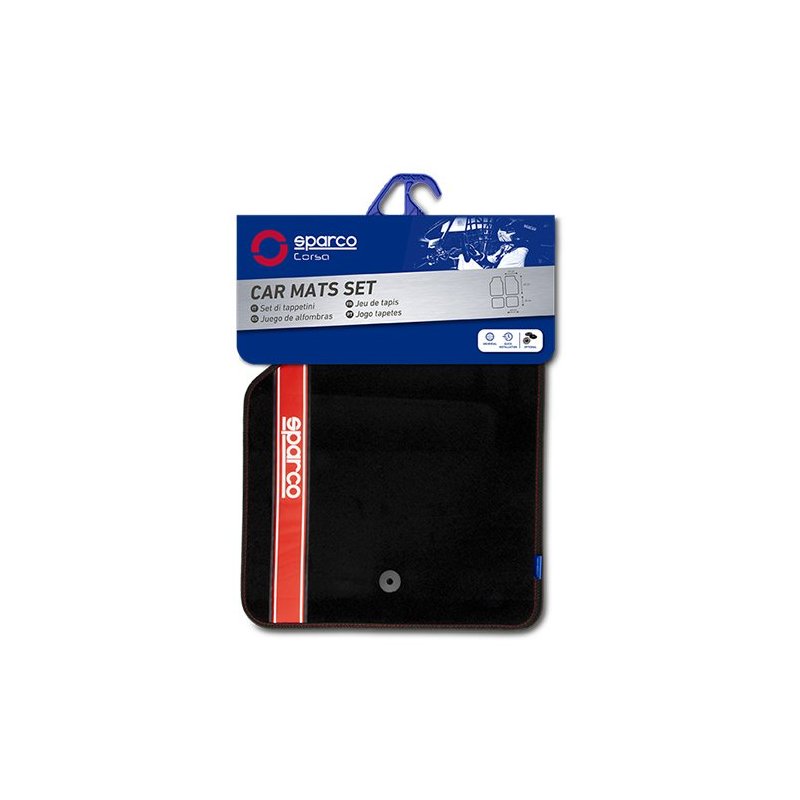 Set Completo 4 Piezas Alfombras Sparco Strada Negro/Rojo