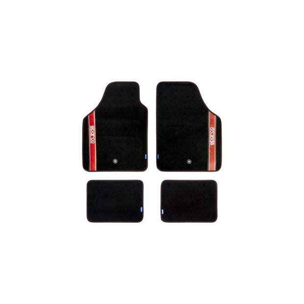 Set Completo 4 Piezas Alfombras Sparco Strada Negro/Rojo