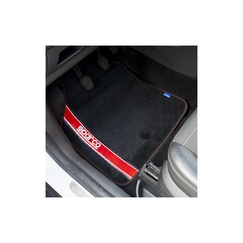 Set Completo 4 Piezas Alfombras Sparco Strada Negro/Rojo