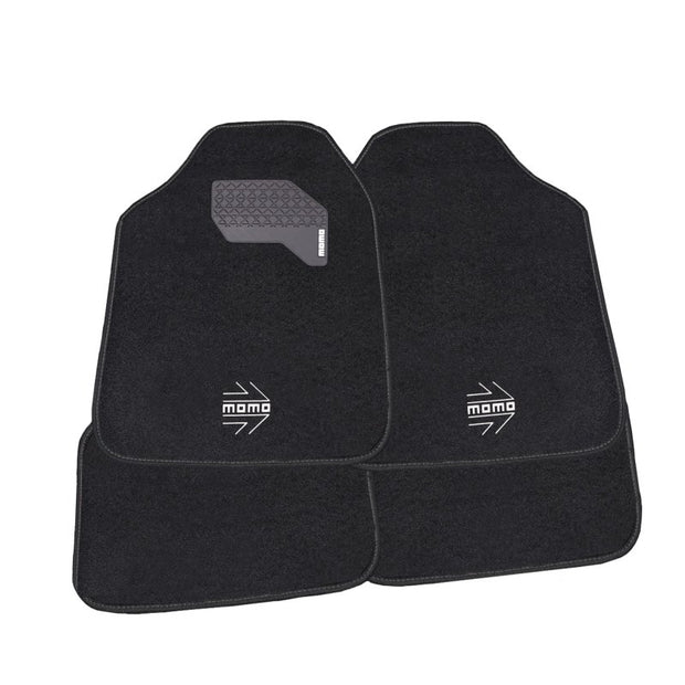 Set Completo 4 Piezas Alfombras Momo Universales Negro/Blanco