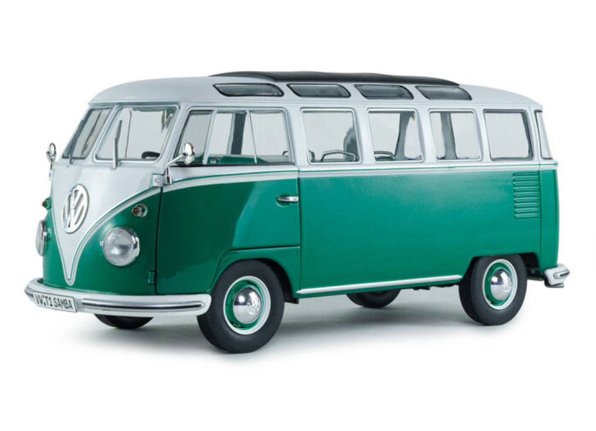 1962 Volkswagen VW T1 Samba Bus Verde/Blanco 1:18 Solido S1813403