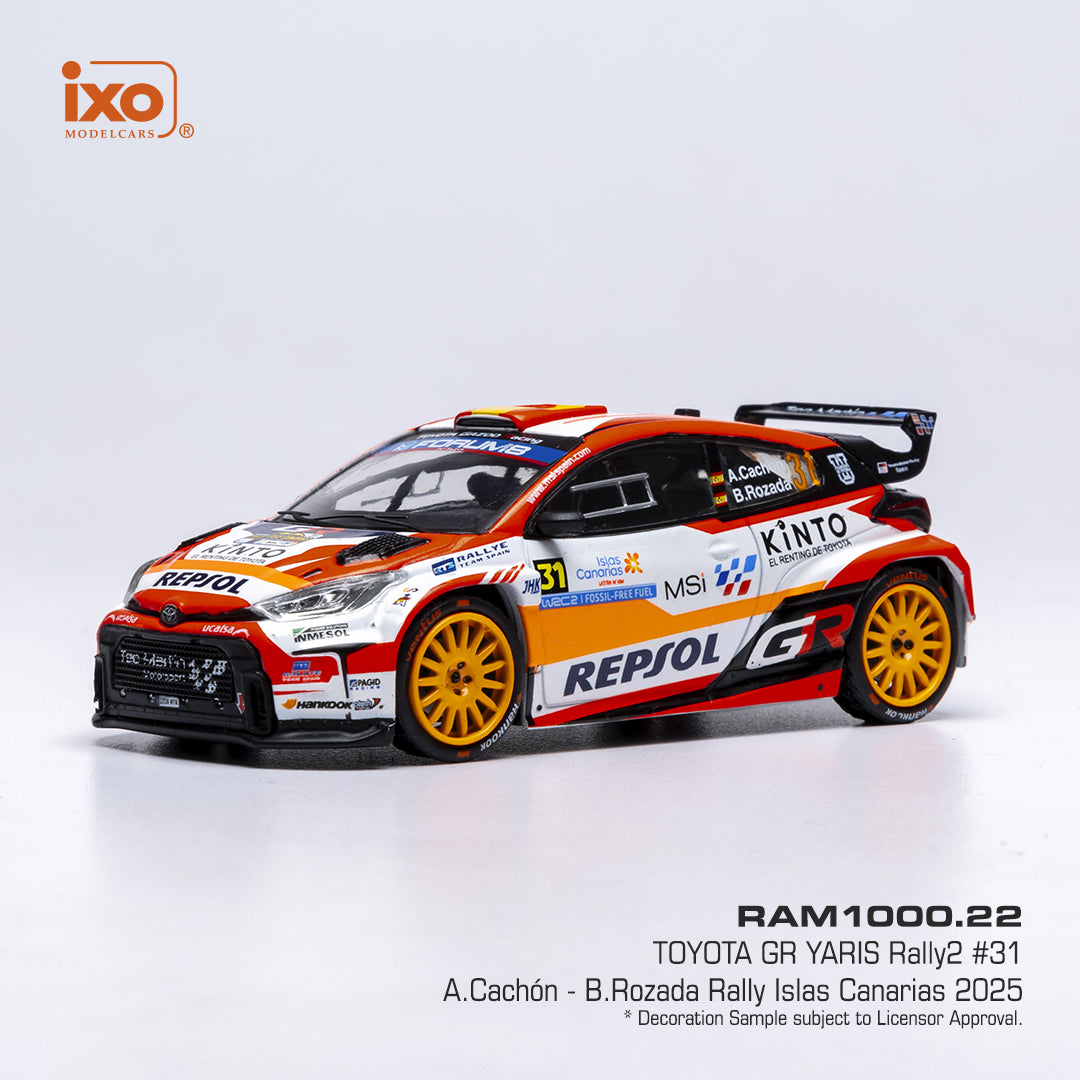 2025 Toyota GR Yaris Rally2 Nº31 A.Cachón/B.Rozada Rally Islas Canarias WRC2 1:43 IXO Models RAM1000.22