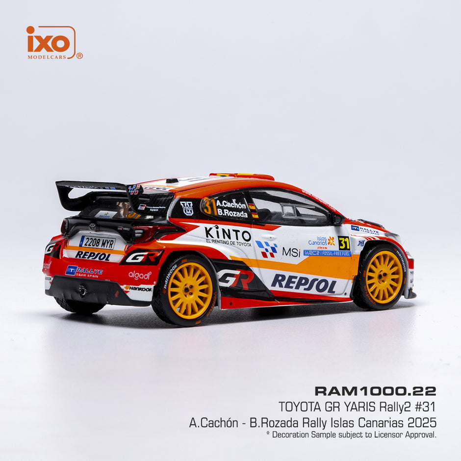 2025 Toyota GR Yaris Rally2 Nº31 A.Cachón/B.Rozada Rally Islas Canarias WRC2 1:43 IXO Models RAM1000.22