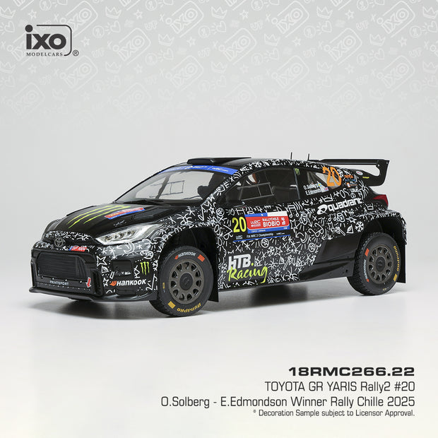 2025 Toyota GR Yaris Rally2 Nº20 O.Solberg/E.Edmondson Rally de Chile Campeones del WRC2 1:18 IXO Models 18RMC266.22