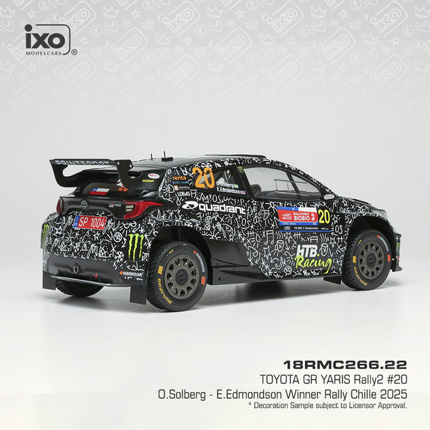 2025 Toyota GR Yaris Rally2 Nº20 O.Solberg/E.Edmondson Rally de Chile Campeones del WRC2 1:18 IXO Models 18RMC266.22