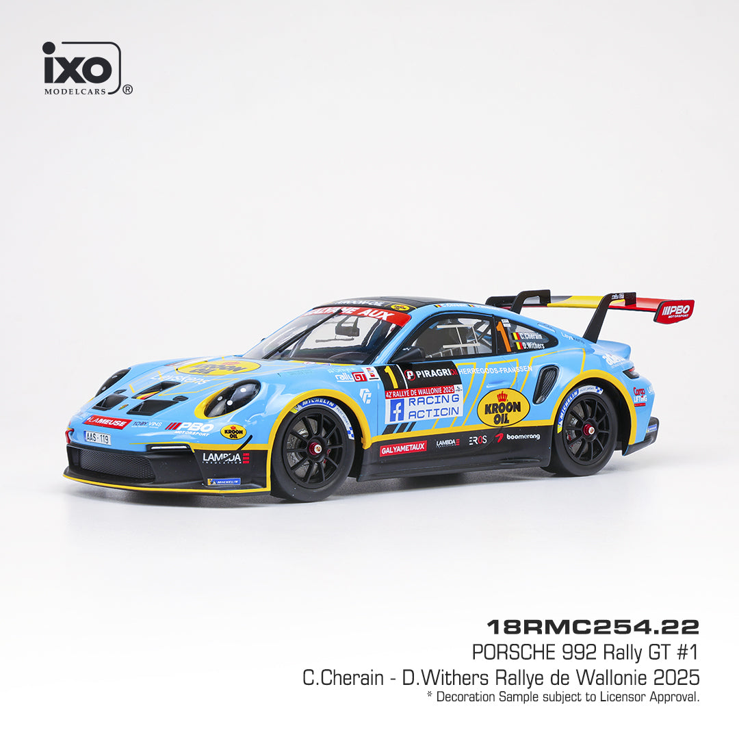2025 Porsche 992 Nº1 C.Cherain/D.Withers Ganadores Rally de Valón RGT 1:18 IXO Models 18RMC254.22