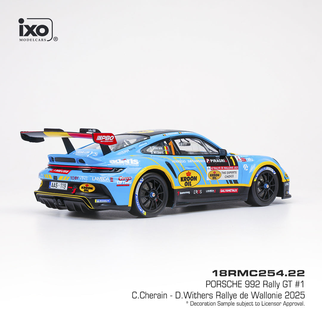2025 Porsche 992 Nº1 C.Cherain/D.Withers Ganadores Rally de Valón RGT 1:18 IXO Models 18RMC254.22