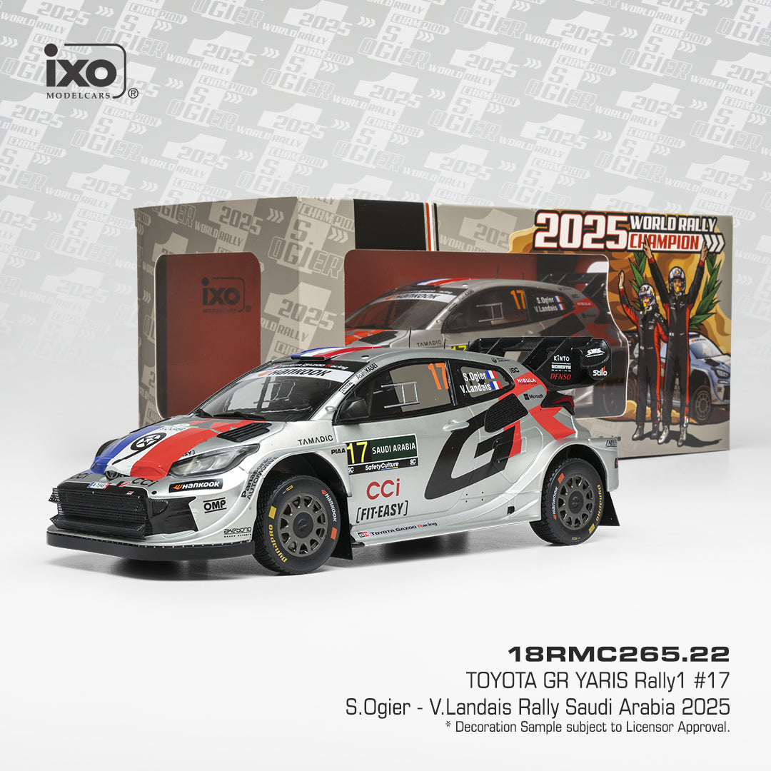 2025 Toyota GR Yaris Rally1 Nº17 S.Ogier/V.Landals Campeón del Mundo del WRC Rally de Arabia Saudita 1:18 IXO Models RMC265.22
