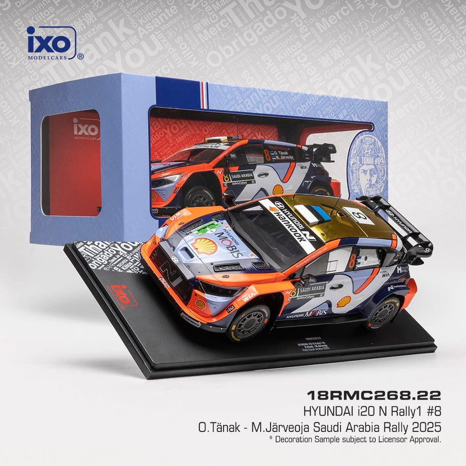 2025 Hyundai i20 N Rally1 Nº8 O.Tänak/M.Järveoja Rally de Arabia Saudita WRC 1:18 IXO Models 18RMC268.22