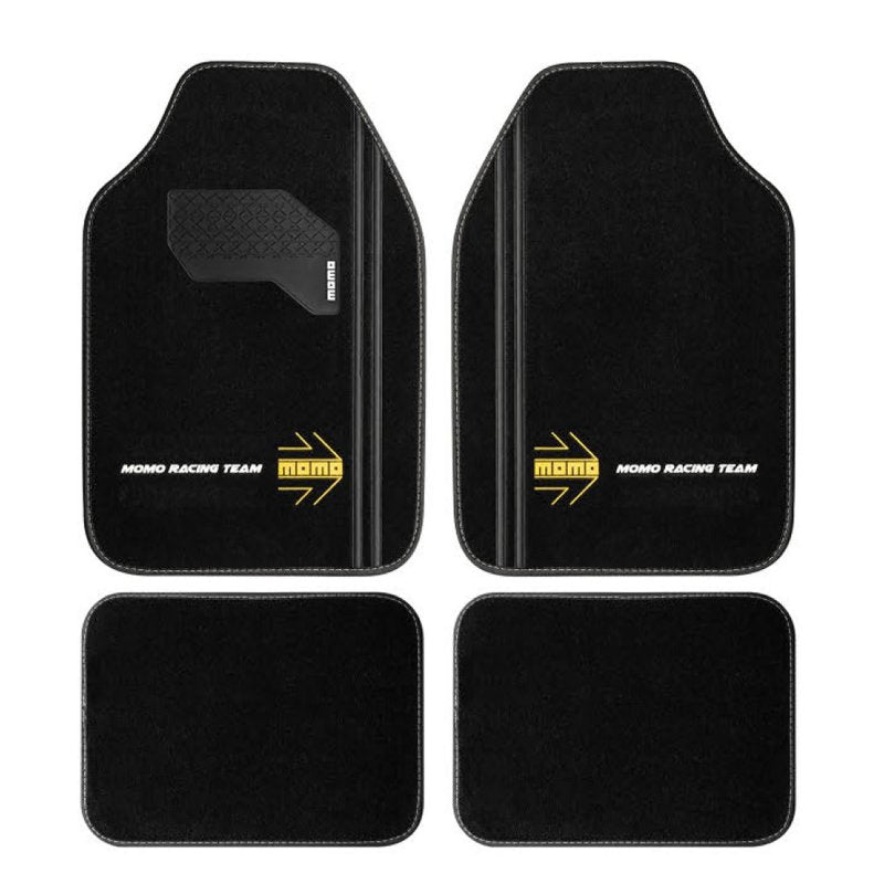 Set Completo 4 Piezas Alfombras Momo Universales Negro/Blanco
