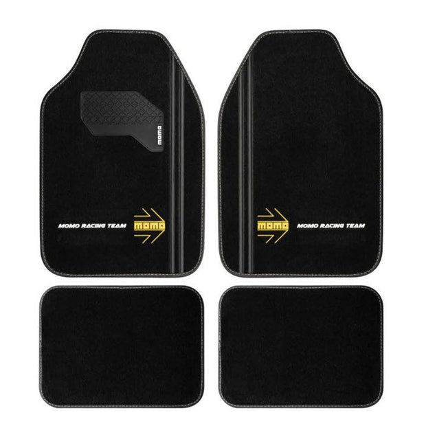 Set Completo 4 Piezas Alfombras Momo Universales Negro/Blanco
