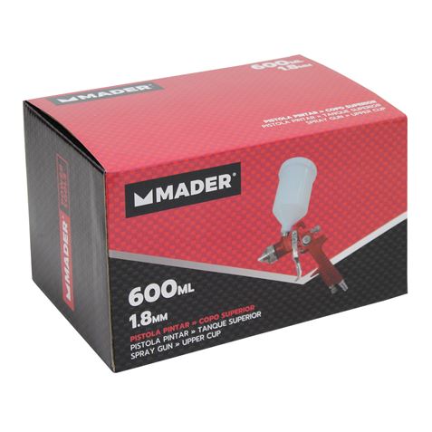 PISTOLA PINTAR VASO SUPERIOR, 1.8mm. 600mL. MADER