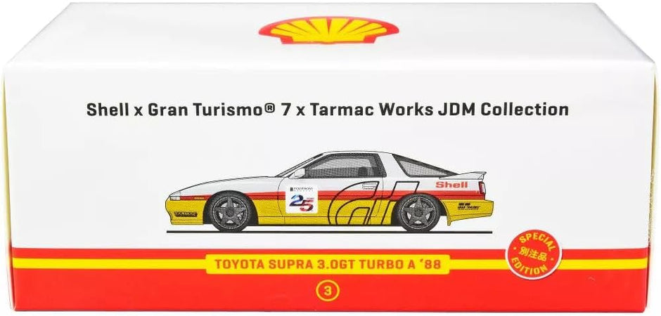 1988 Toyota Supra 3.0 GT Turbo A Play Station Blanco/Amarillo/Rojo 164 Tarmac T64-064-SS22