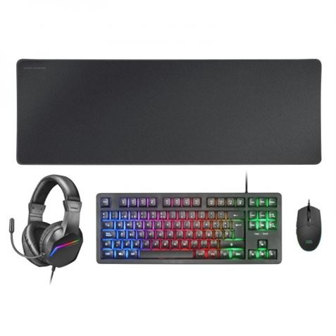 PACK GAMING TECLADO H-MECH | RATON RGB | AURICULARES | ALFOMBRILLA | NEGRO