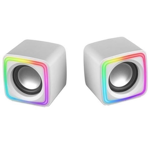ALTAVOCES PC 2.0 8W RGB BLANCOS MSCUBE MARS GAMING