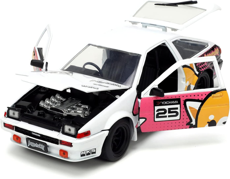 11986 Toyota Trueno AE86 Nº25 Serie de TV Aggretsuko + Figura Aggretsuko 1:24 Jada Toys 33725 253255056