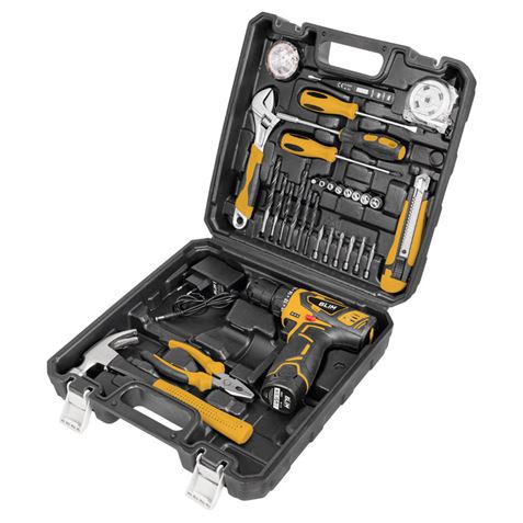 KIT TALADRO ATORNILLADOR 12V 1.5AH + 30 HERRAMIENTAS BLIM