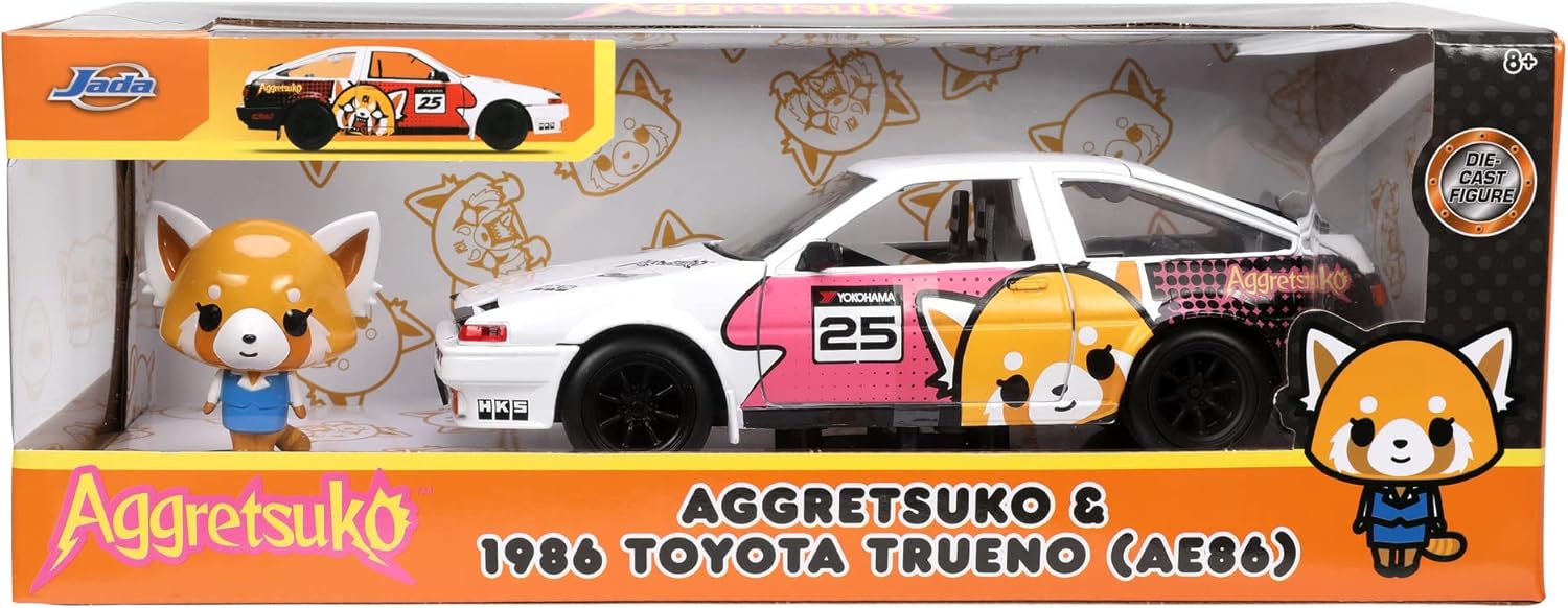 11986 Toyota Trueno AE86 Nº25 Serie de TV Aggretsuko + Figura Aggretsuko 1:24 Jada Toys 33725 253255056