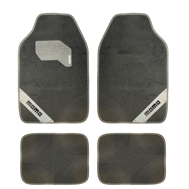 Set Completo 4 Piezas Alfombras Momo Universales Negro/Blanco