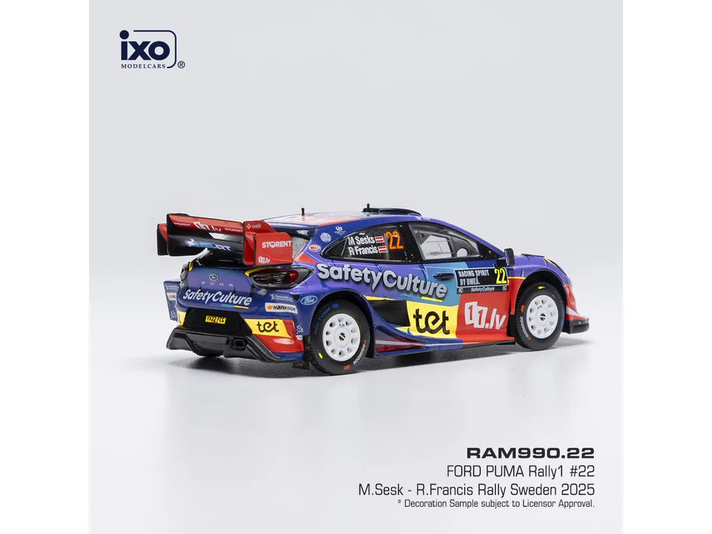 2025 Ford Puma Rally1 Nº22 M.Sesk/R.Francis Rally de Suecia WRC 1:43 IXO Models RAM990.22