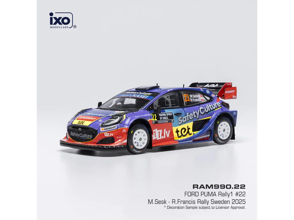 2025 Ford Puma Rally1 Nº22 M.Sesk/R.Francis Rally de Suecia WRC 1:43 IXO Models RAM990.22