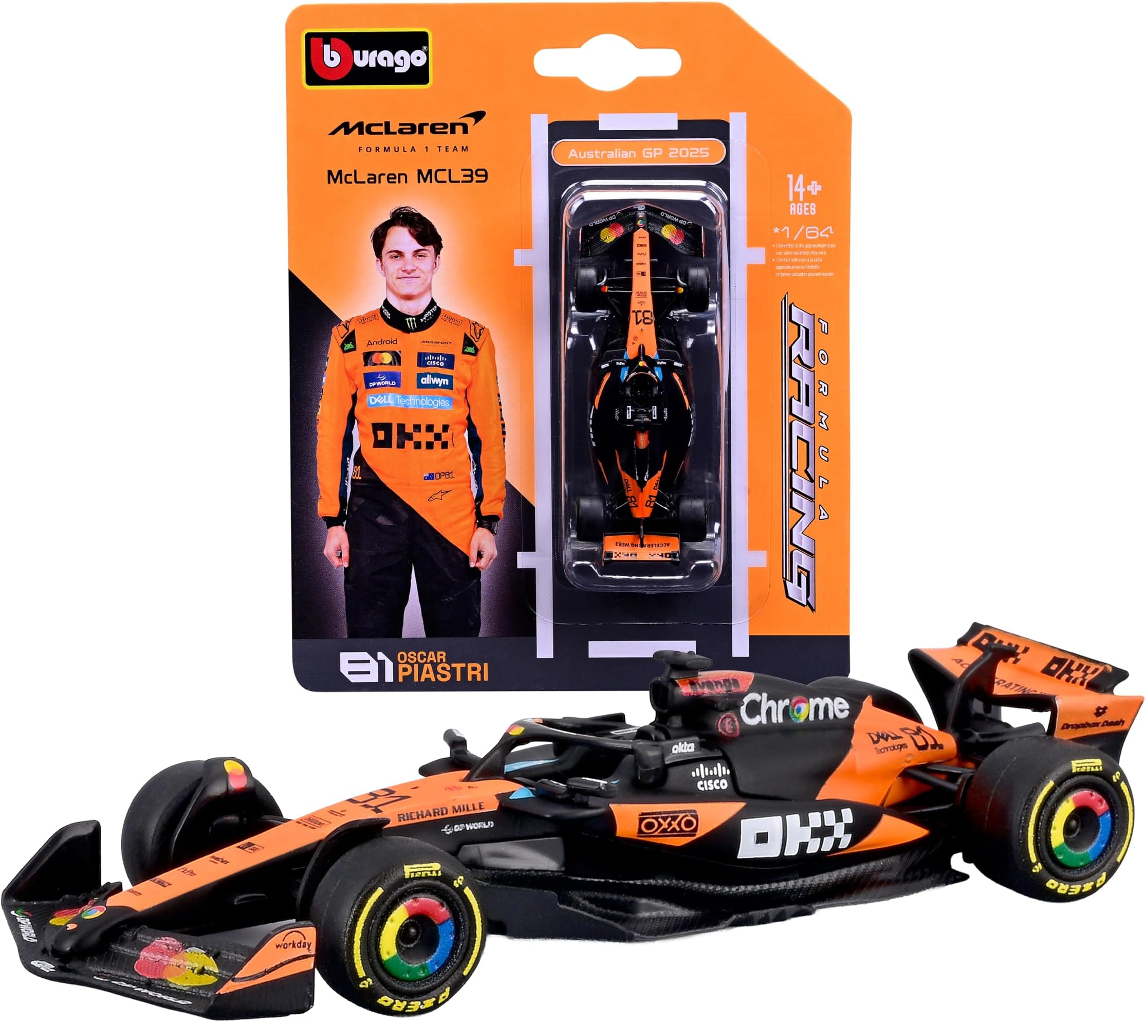 2025 McLaren MCL39 F1 Nº81 Oscar Piastri GP de Australia 164 Bburago 18-58001-P