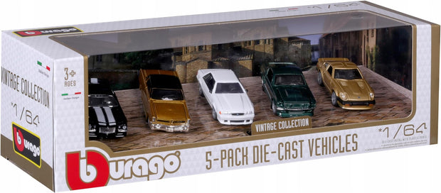 Set 5 Modelos Vintage Collection Mustang LX + Mustang GT + Camaro + Pontiac GTO + Datsun 250 ZX 164 Bburago 18-59150