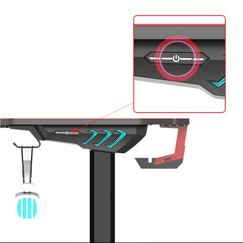 MESA GAMING PRO800 XL FIBRA CARBONO | LUZ RGB | ALFOMBRILLA 140CM MUVIP